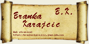 Branka Karajčić vizit kartica